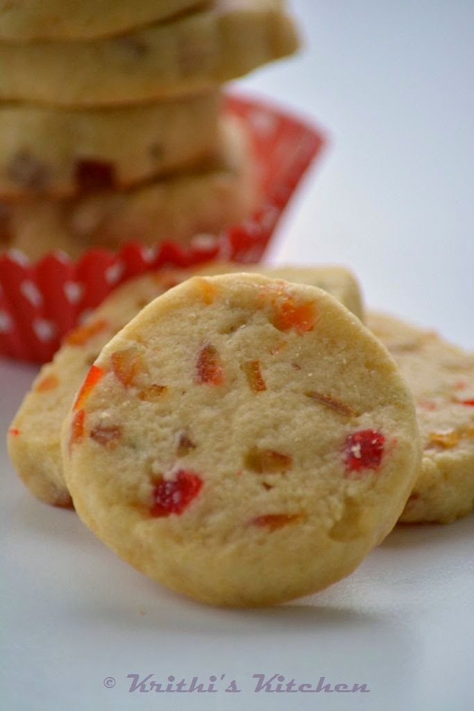 Krithi's Kitchen Tutti Frutti Biscuits / Candied Fruits Icebox Cookies