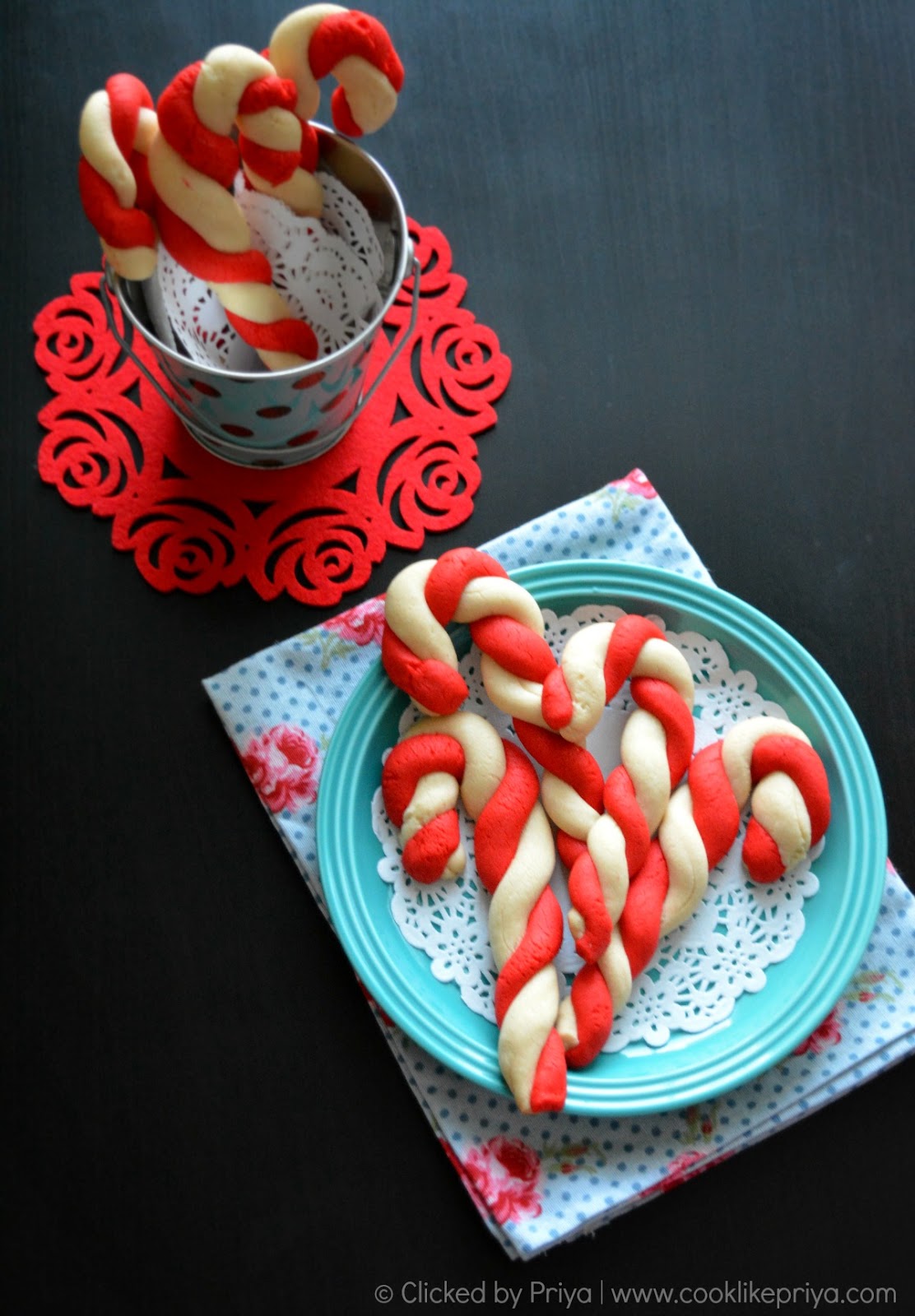 Cook like Priya Eggless Candycane Cookies Christmas 2014 Recipes