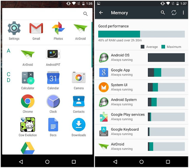 android M app drawer