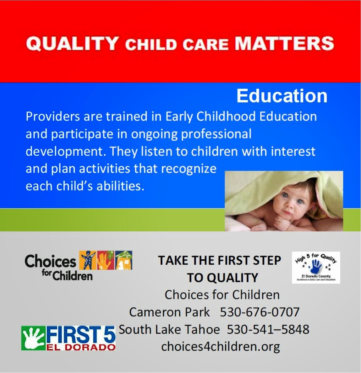 Choices for Children Quality Child Care Matters Provider Education