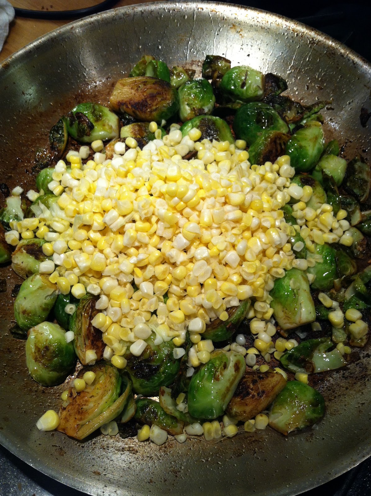 parsley & polka dots early summer brussel sprouts & corn