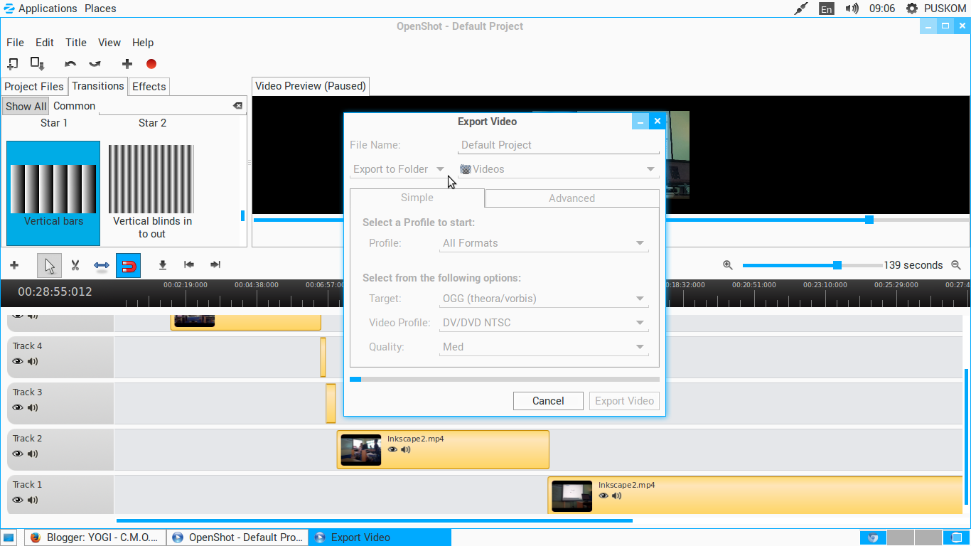 YOGI C.M.O.S Cara Export Video di OpenShot Video Editor