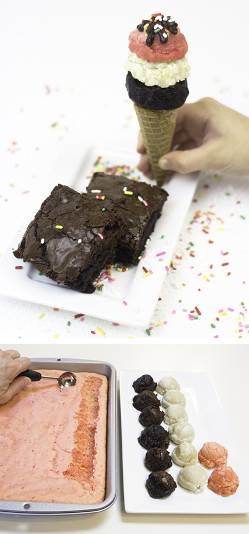 Project Denneler Neapolitan Brownie Ice Cream Cones