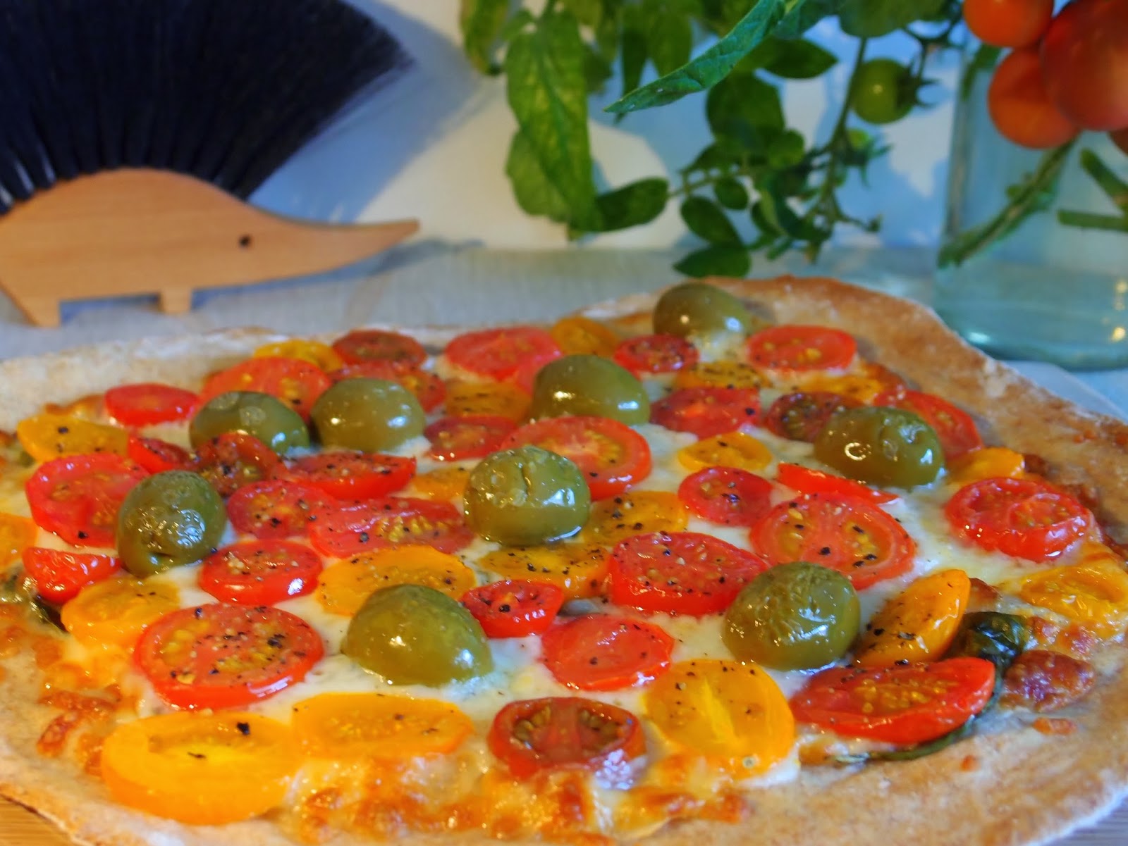 The VegHog Tomato and olive spelt crust pizza