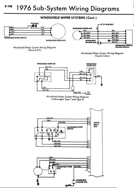 repair-manuals: 1976 Models Windshield Wiper Wiring Diagrams