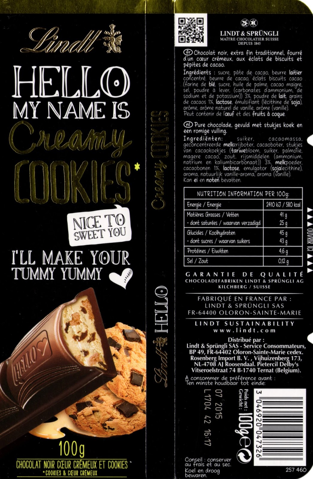 tablette chocolat lindt