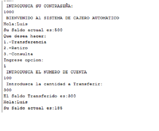 Ejecucion del programa con la opcion Transferencia