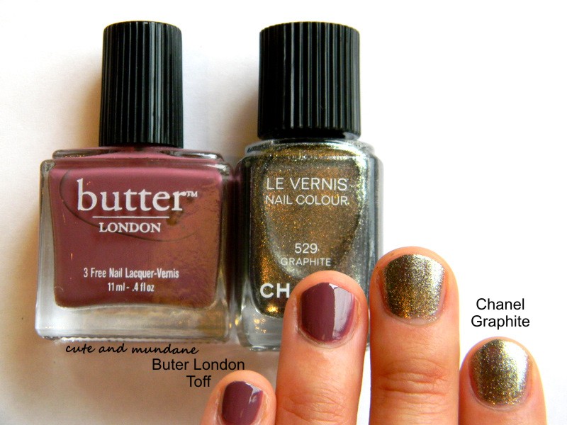 Cute and Mundane: Butter London Toff and Chanel Graphite nail polish