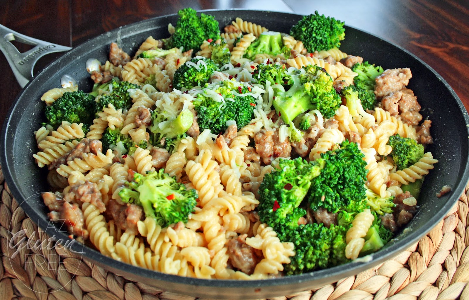 Lazy Gluten Free Broccoli and Sausage Pasta Toss