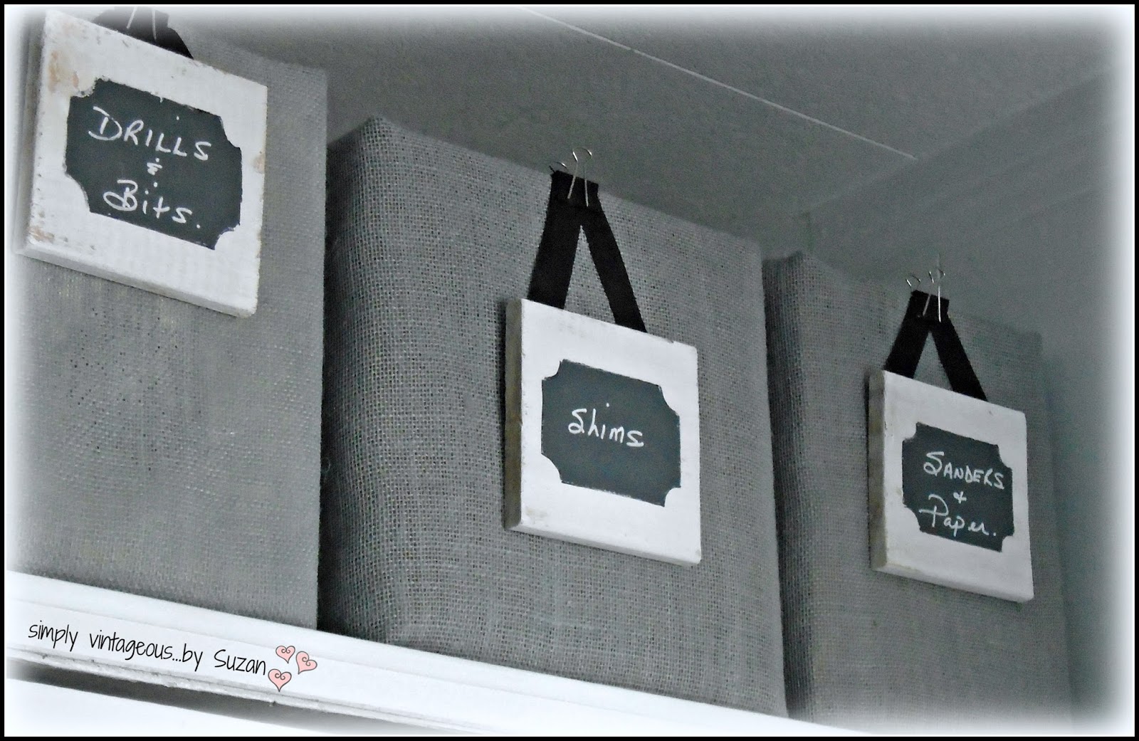 simply vintageous...by Suzan DIY BURLAP STORAGE BINS & TAGS