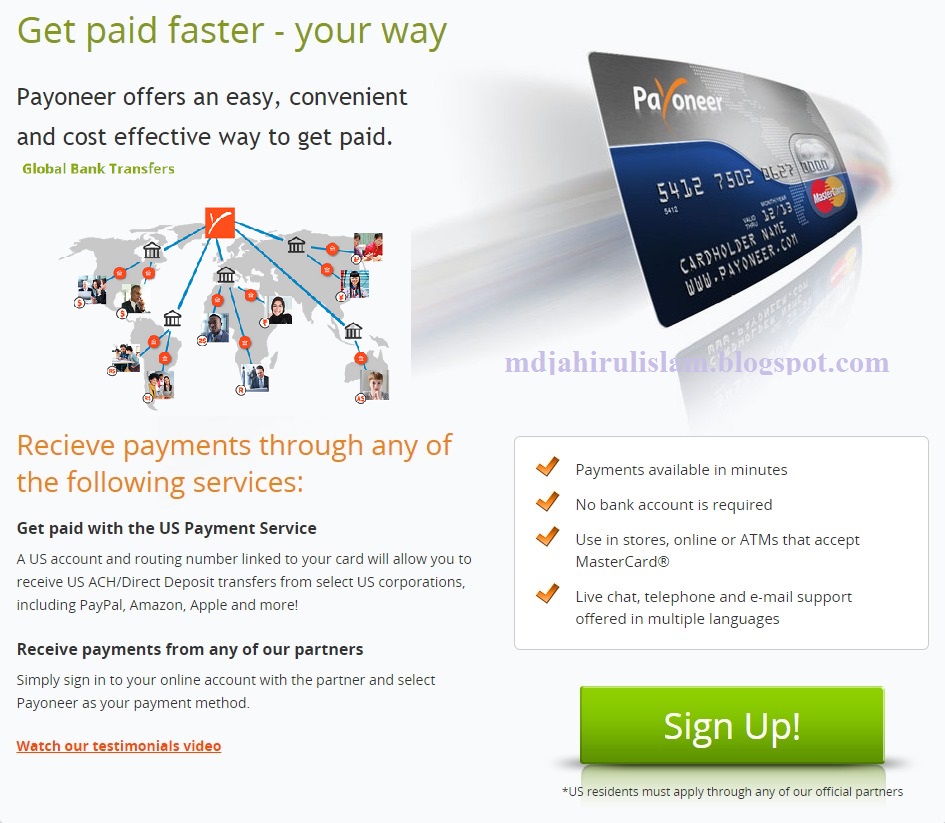 Payoneer MasterCard Sign Up & Get $25 Bonus