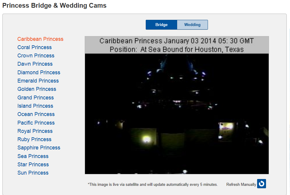 Princess Cruises WebCams Ship Cruises