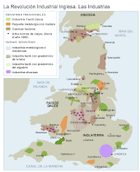 Mapa industrias en Inglaterra.