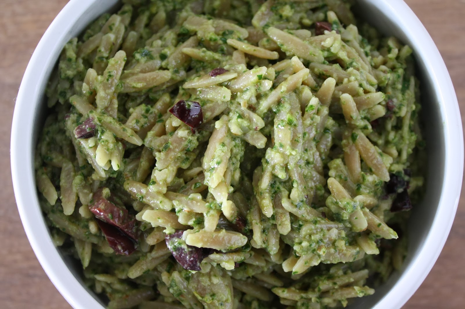 Cooking For A Better Tomorrow Spinach and Walnut Pesto Orzo