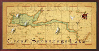 sacandaga lake great lakes map decor vintage style