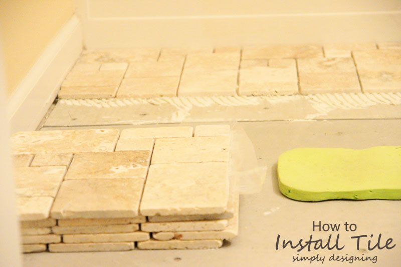 Random Pattern Travertine Tiles | a complete tutorial for how to demo, prep, install concrete backer board and install tile | #diy #bathroom #tile #thetileshop @thetileshop