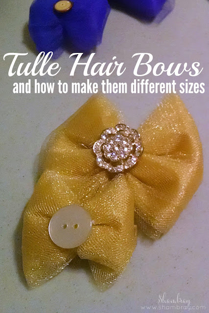 buttons, tulle, hot glue, hair clips