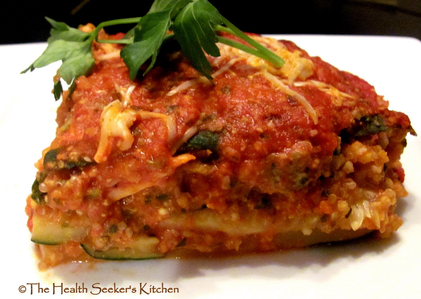The Health Seekers Kitchen Easy Quinoa Lasagna with Pumpkin Seed Pesto