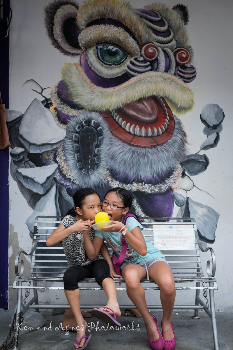 Girls enjoying ice ball