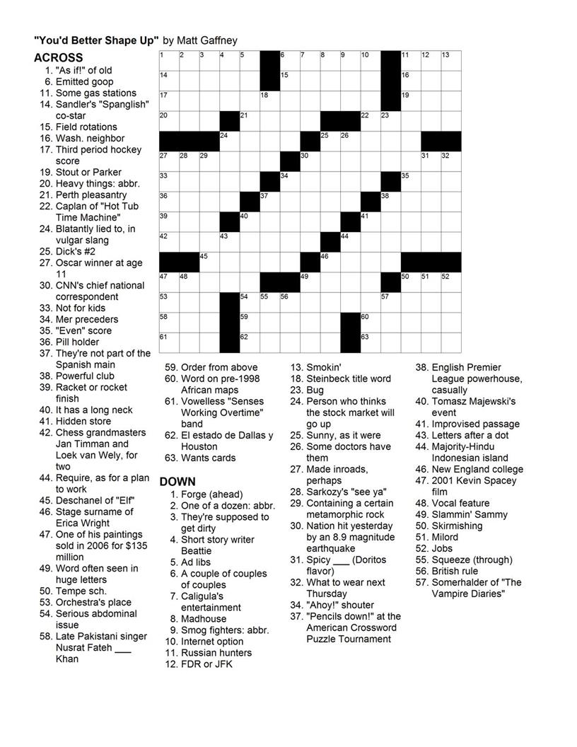 Matt Gaffney's Weekly Crossword Contest: March 2011