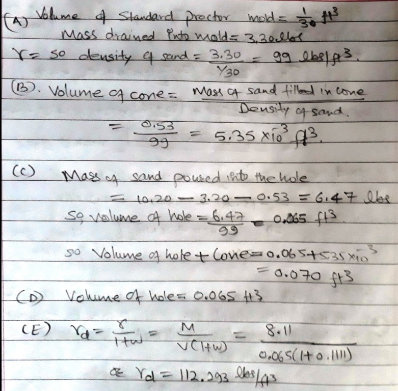 Sand Cone Method to Determine Density A Solved Example Civil