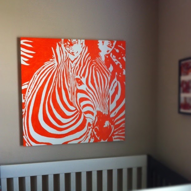 everywhere orange Orange Zebra Painting in the nursery