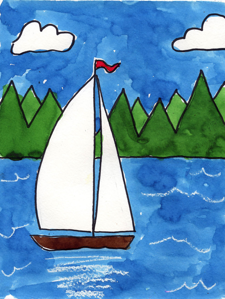 This sailboat painting gives students a chance to add interest with 