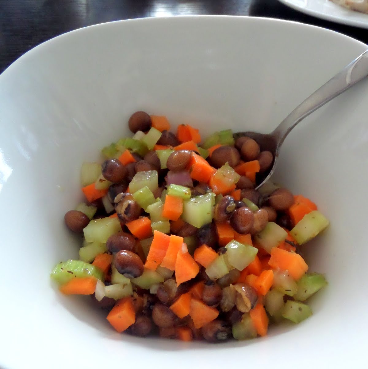 Pigeon Pea Salad:  A simple salad with pigeon peas and crunchy vegetables tossed in a lemon dressing.  Makes a great side dish or light lunch.