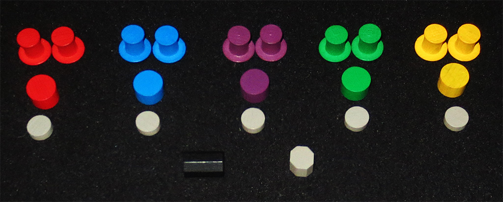 Fichas de Jugador y Marcadores de Jugador Inicial y de Ronda Fichas de Jugador y Marcadores de Jugador Inicial y de Ronda