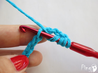 Double Treble/Triple Crochet (DTR) - step by step instruction by Pingo - The Pink Penguin