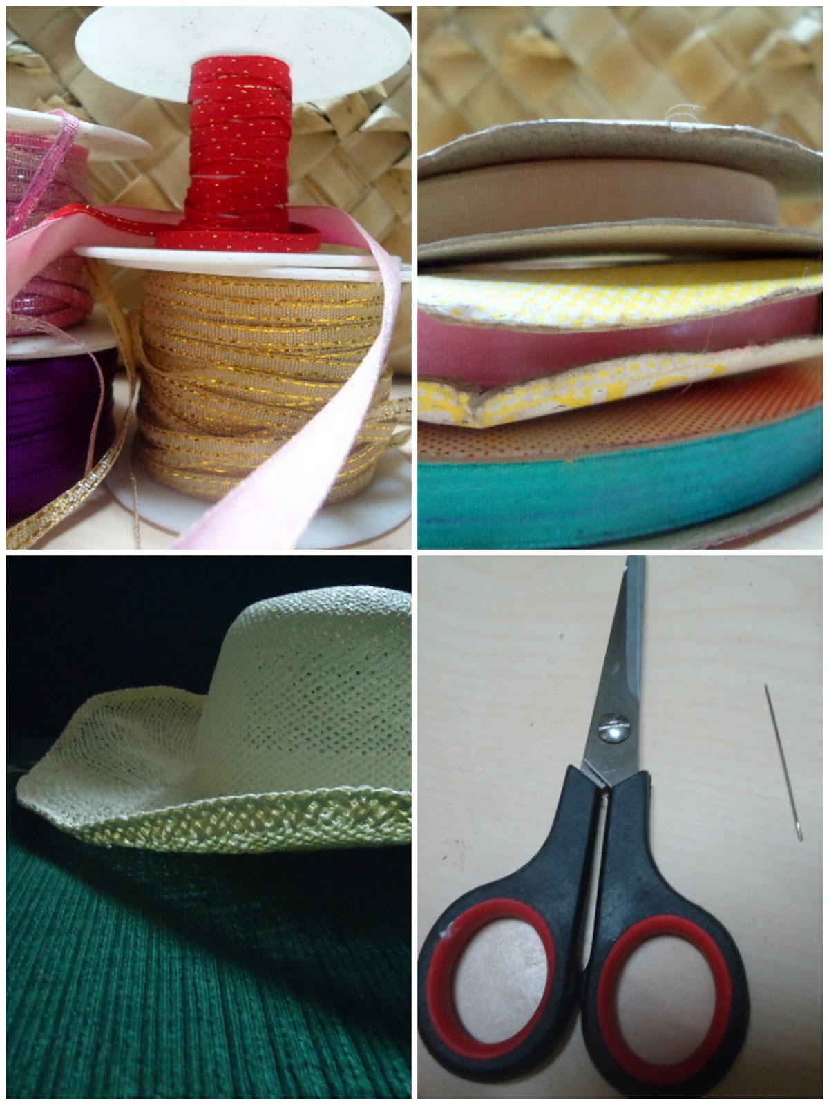 thinkerbelle thoughts DIY PROJECT 1 Straw hat w/ Ribbon Accents