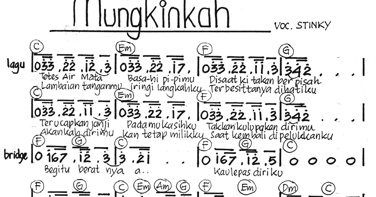 Partitur lagu "StinkyMungkinkah" Partitur lagu "StinkyMungkinkah"
