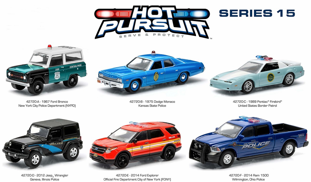 GREENLIGHT HOT PURSUIT SERIES 15 164 Scale complete set of 6 NEW 1/8