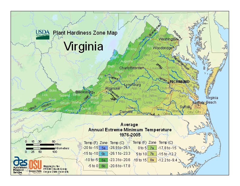 Central Virginia Organic Gardener New USDA Plant Hardiness/Zone Map