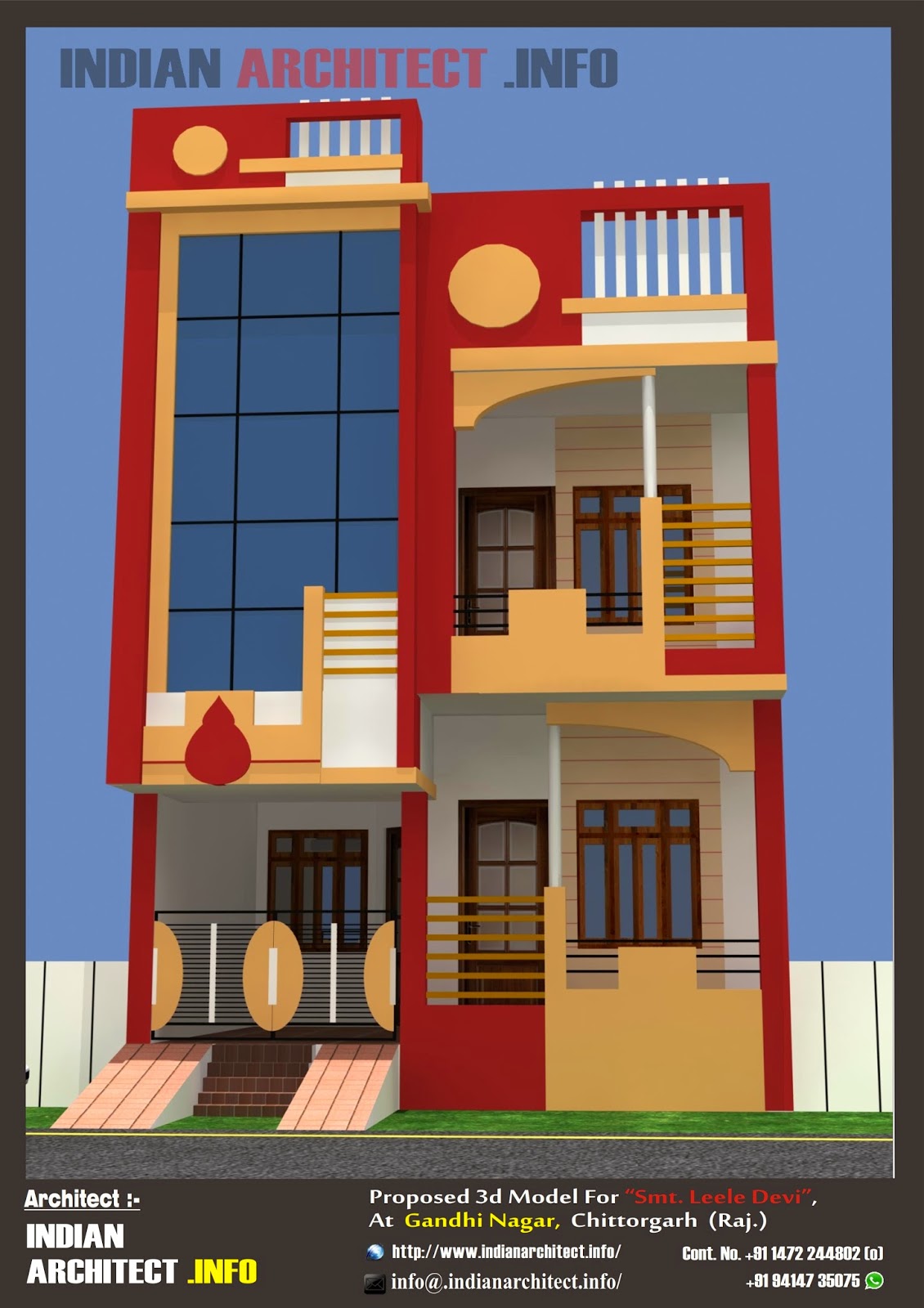 Smt. Leela Devi House 20' x 50' 1000 Sqft Floor Plan and 3d Elavation