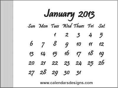 January 2013 Calendar on Free 2012   2013 Calendars Printable  Calendar 2013 January Printable