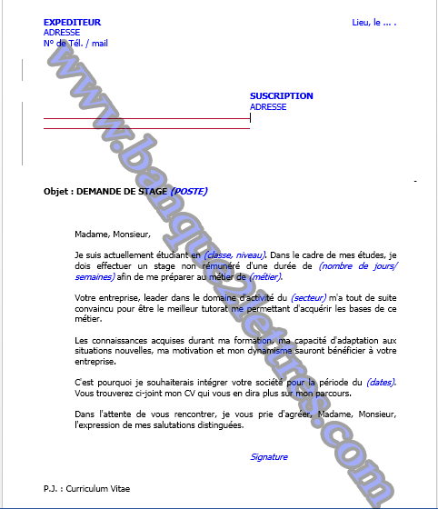 lettre de recommandation ofppt