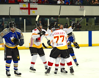 Paul Windridge Is Congratulated After He Fired Home The Game Winnin Goal, British Ice Hockey