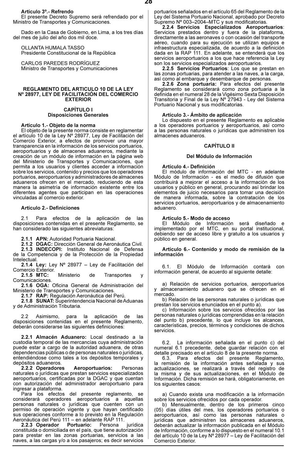 Transparencia Logística DECRETO SUPREMO QUE APRUEBA EL Transparencia Logística DECRETO SUPREMO QUE APRUEBA EL