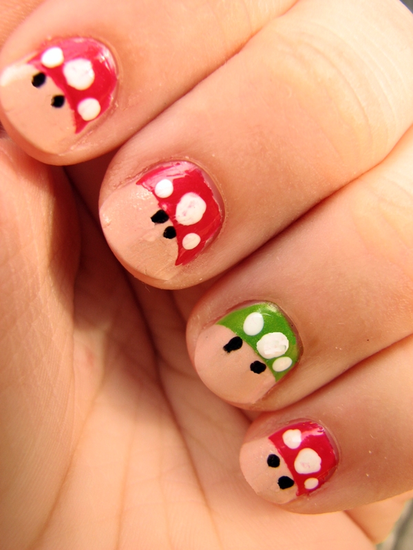 Mommy's Manis: Mario Mushroom nail art