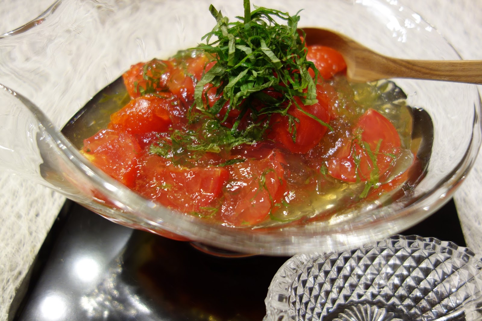 Japanese home cooking Tomato dashi jelly salad