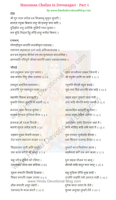 Picture of Hanuman Chalisa Lyrics in Devanagari Script Part 1