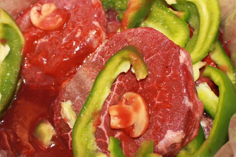 Crockpot Eye of the Round Pepper Mushroom Steak What's Cookin