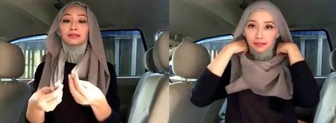 menggunakan jilbab segiempat untuk olahraga