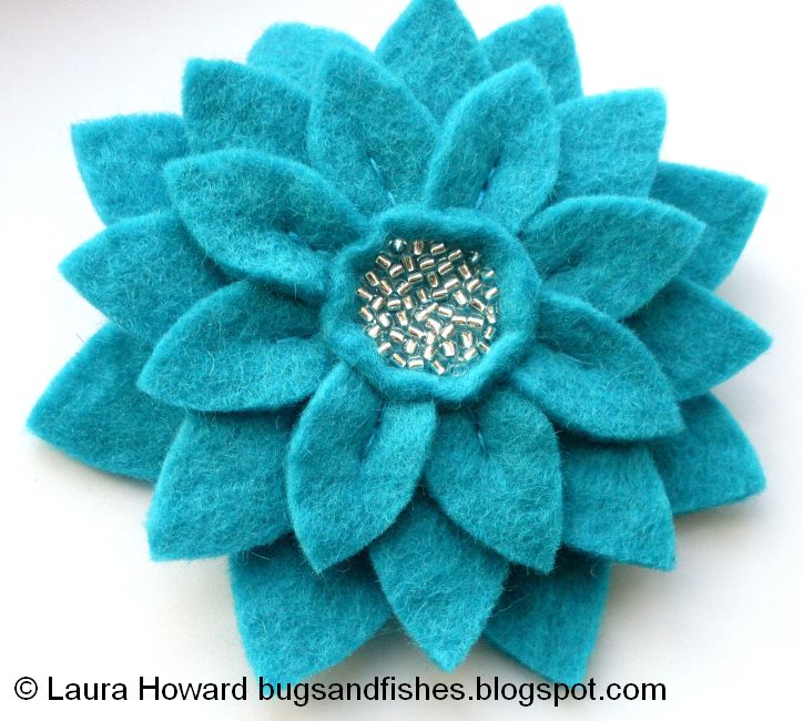 Bugs and Fishes by Lupin How To Large Felt Flower Brooches