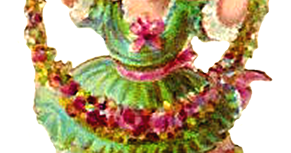 Antique Images: Vintage Image Girl with Pink Flowers Roses Dancing