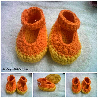 Crochet Baby Booties, Pola Sepatu Bayi Rajut, Pola Rajutan, Cara membuat sepatu bayi