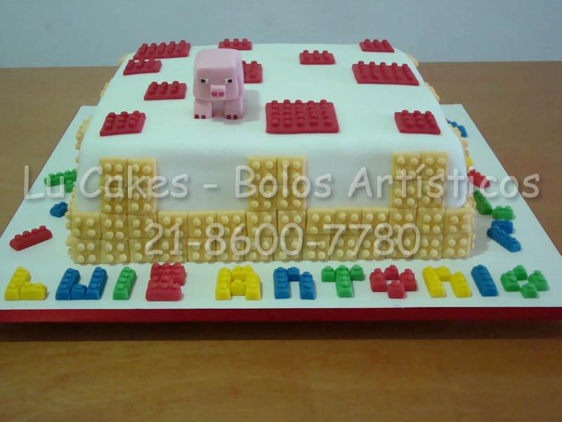 Lu Cakes - Bolos Artísticos: Bolo Minecraft com Lego