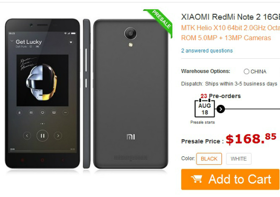 Xiaomi Redmi Note 2: Διαθέσιμο παγκοσμίως αλλά από 168 δολάρια