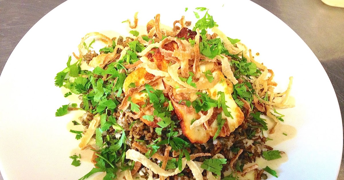 nueva cocina Basmati & Lentil Pilaf, Fried Halloumi, Crispy Onions